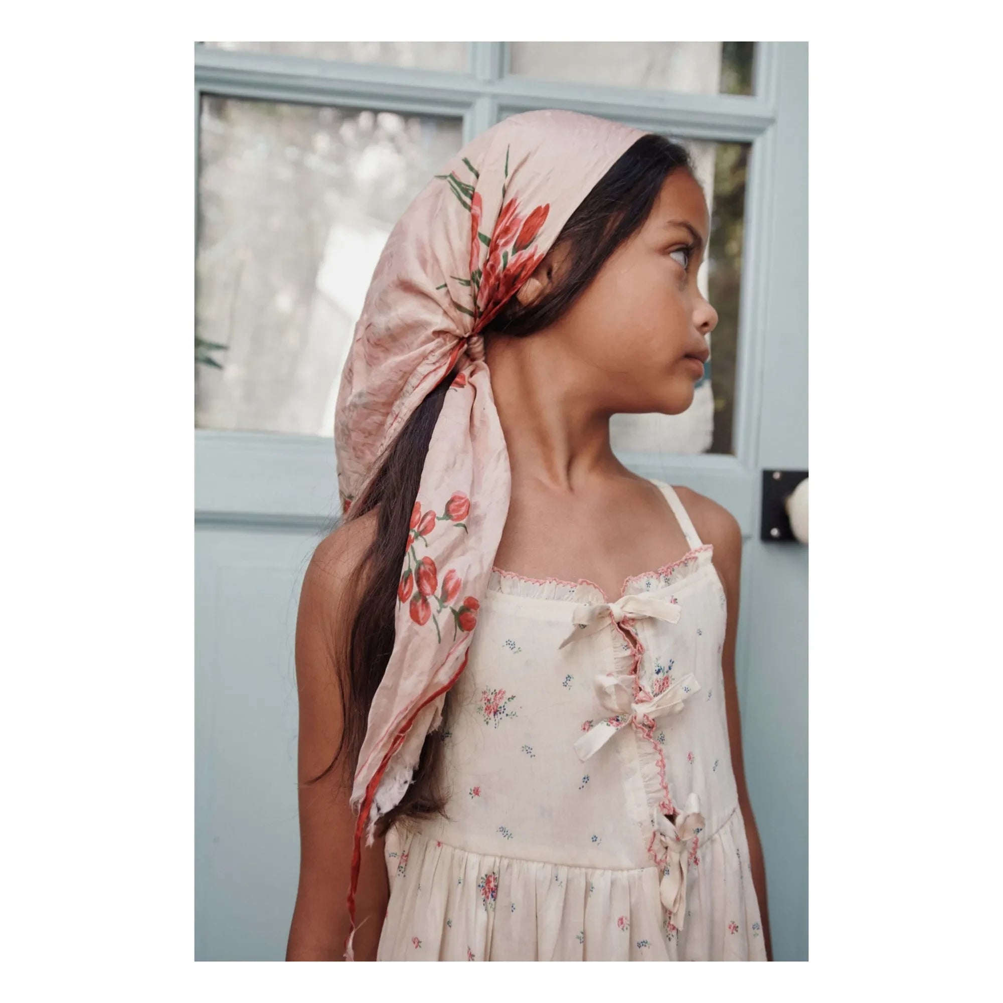 Emile et Ida - Organic Cotton Floral Knotted Dress | Cream