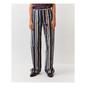 Diega - Pimao Striped Trousers | Navy Blue