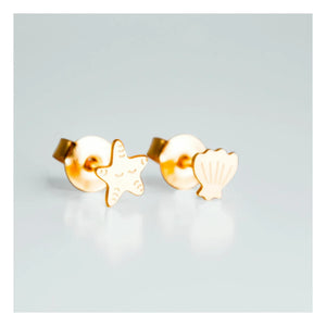 Adorabili - Asymmetric Shell Earrings | Gold