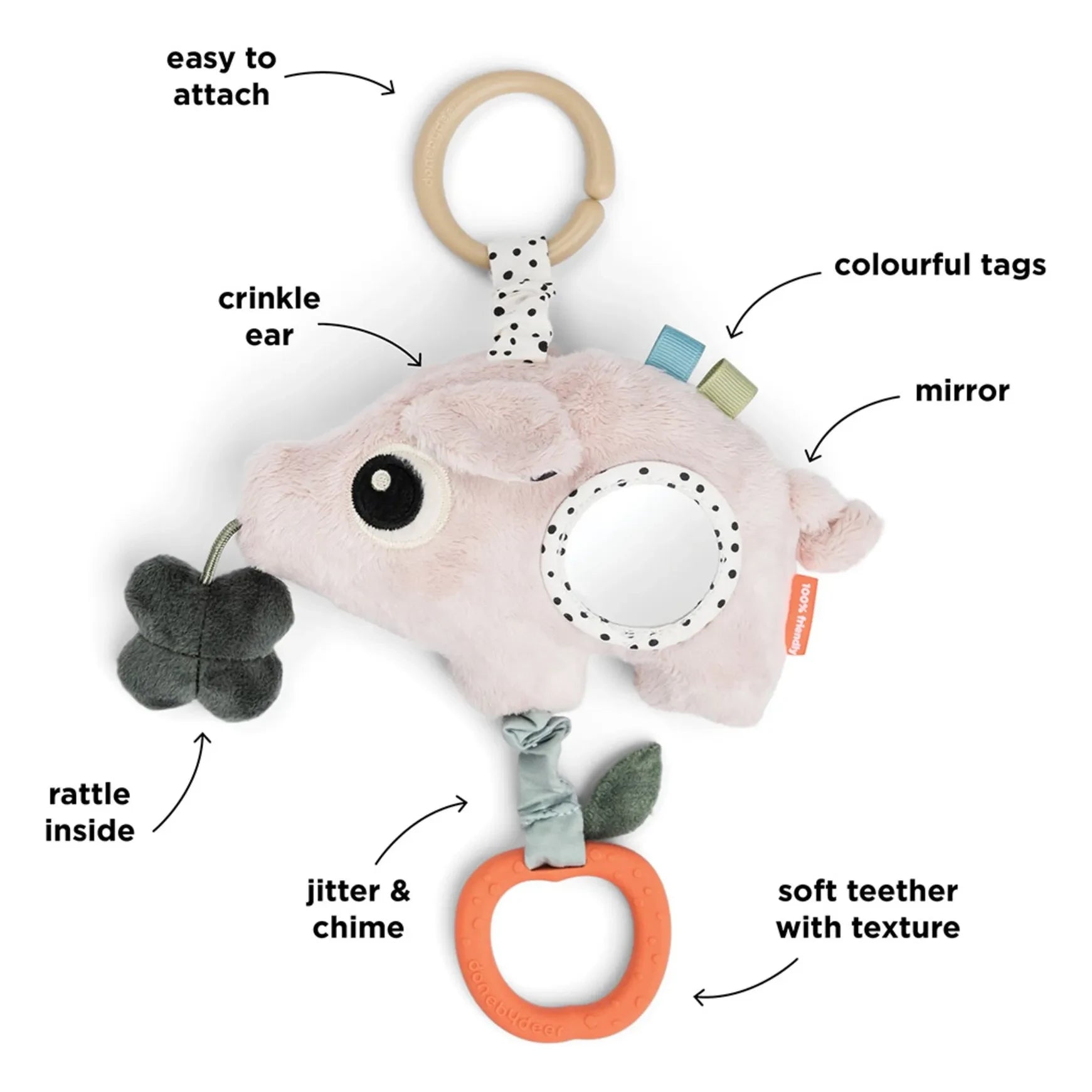 Done by deer - Pigee Sensory Toy | Light Pink