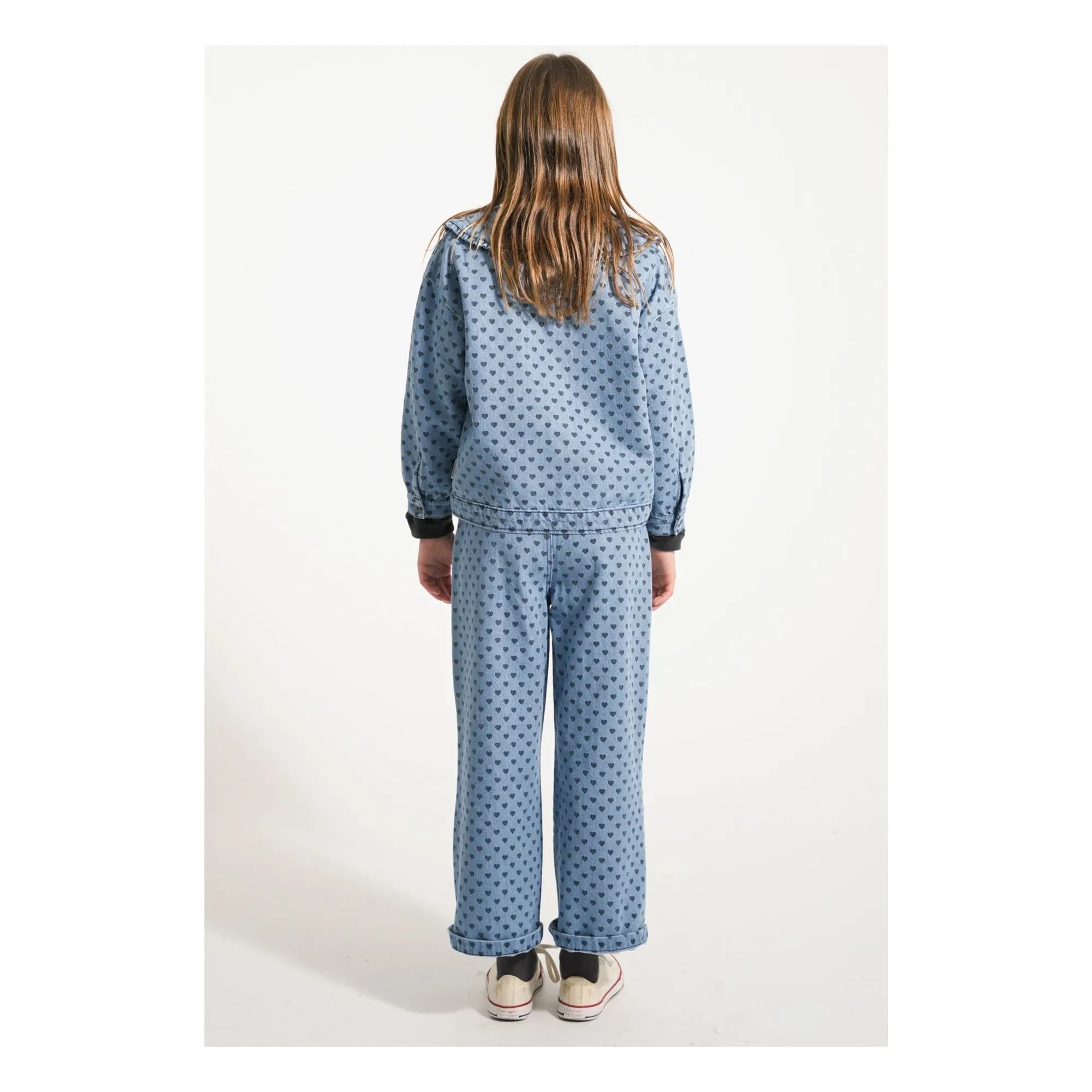 Piupiuchick - Jean jacket with heart Claudine collar | Light Blue