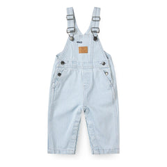 Copenhagen Colors - Organic Cotton Gabardine Striped Overalls | Light Blue