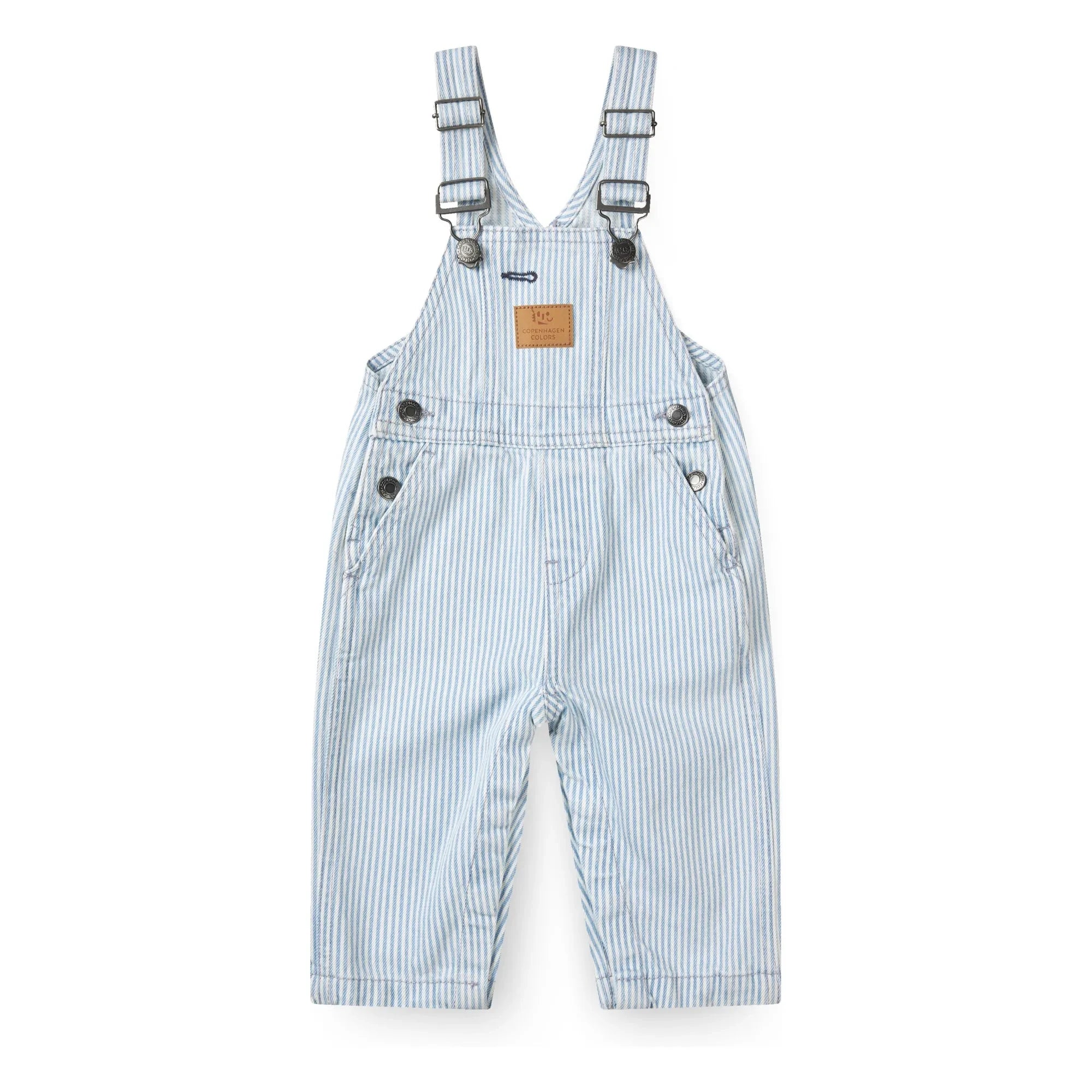 Copenhagen Colors - Organic Cotton Gabardine Striped Overalls | Light Blue