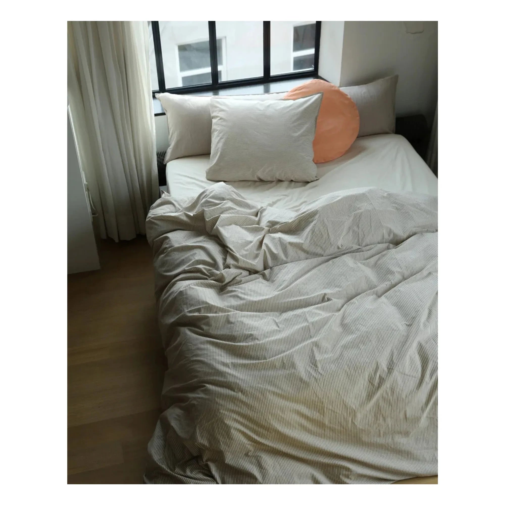Suite 702 - Organic Percale Striped Duvet Cover | Brown-Ivory | Brown