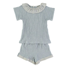 Risu Risu - Lisboa Short Pajamas Organic Cotton Gauze | Light blue