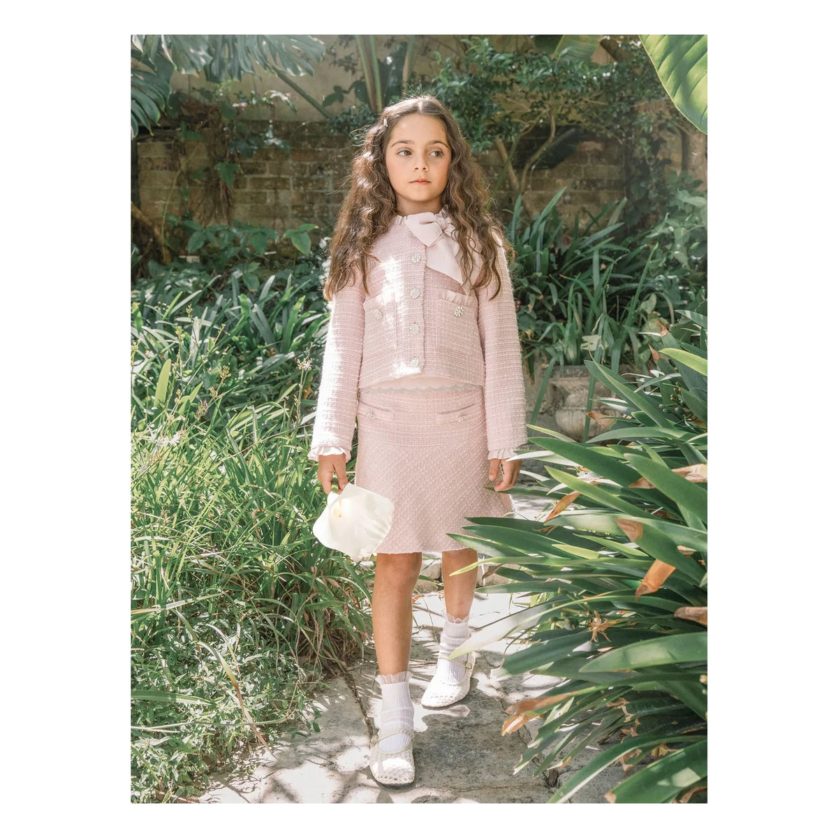 Tutu du Monde - Tozlu Petal Tweed etek | Pudra pembesi
