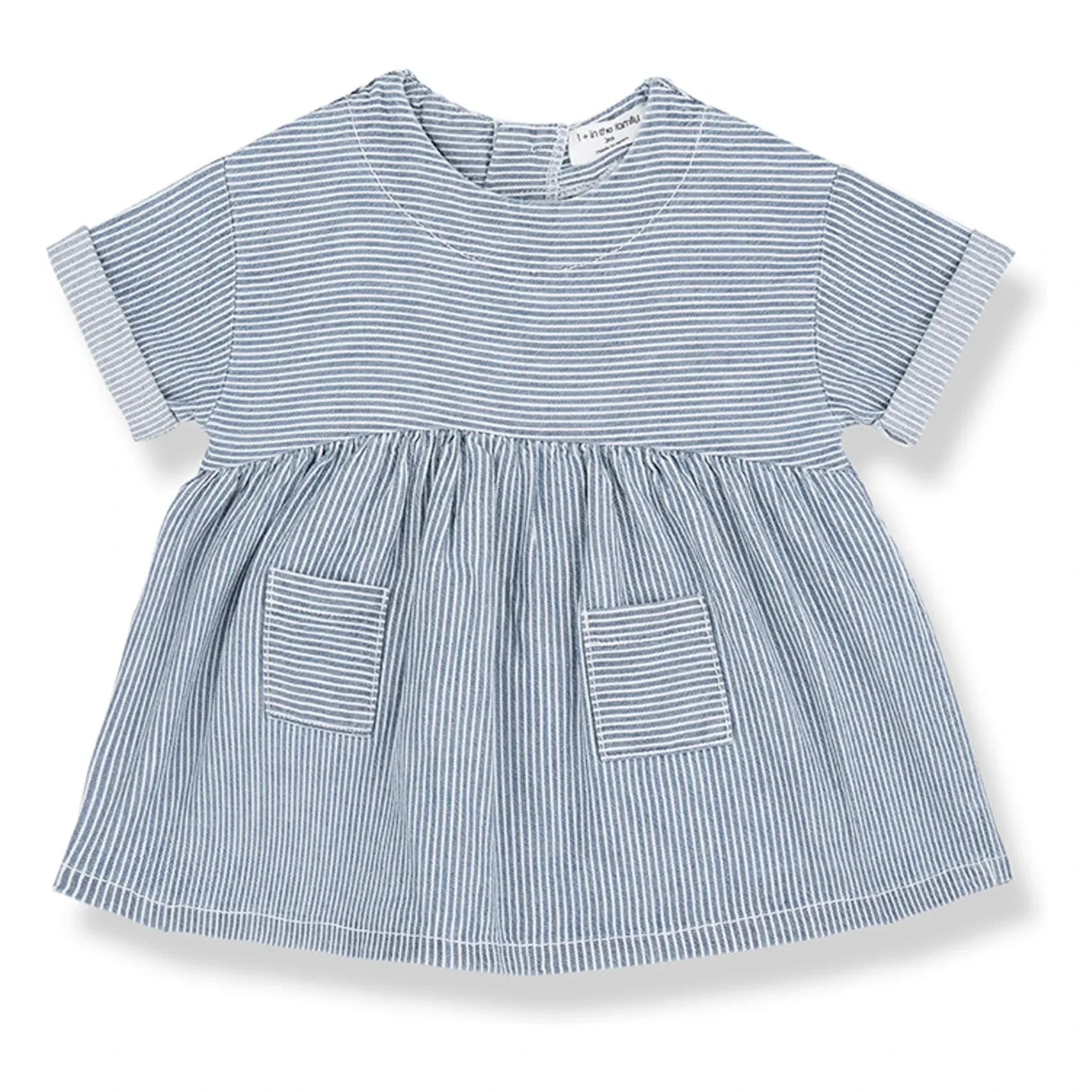 1+ in the family - Striped Margalida Denim Dress Organic Cotton | Light Blue