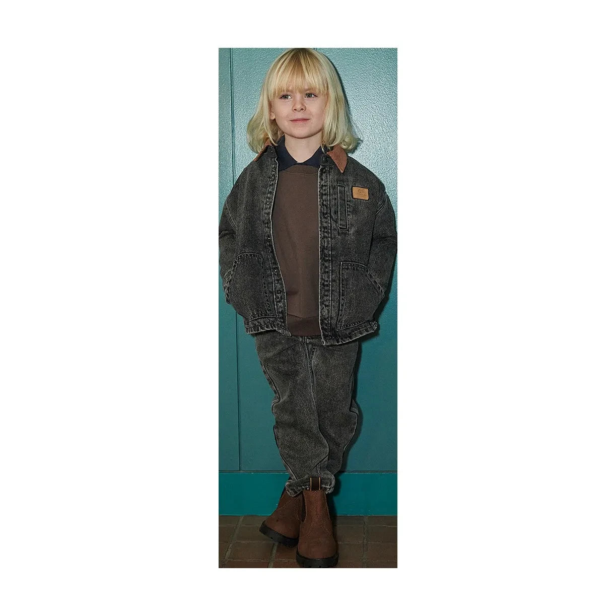 Copenhagen Colors - Organic Cotton Distressed Denim Jacket | Dark Grey