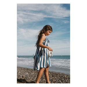 Tinycottons - Linen Striped Strapless Dress | Blue