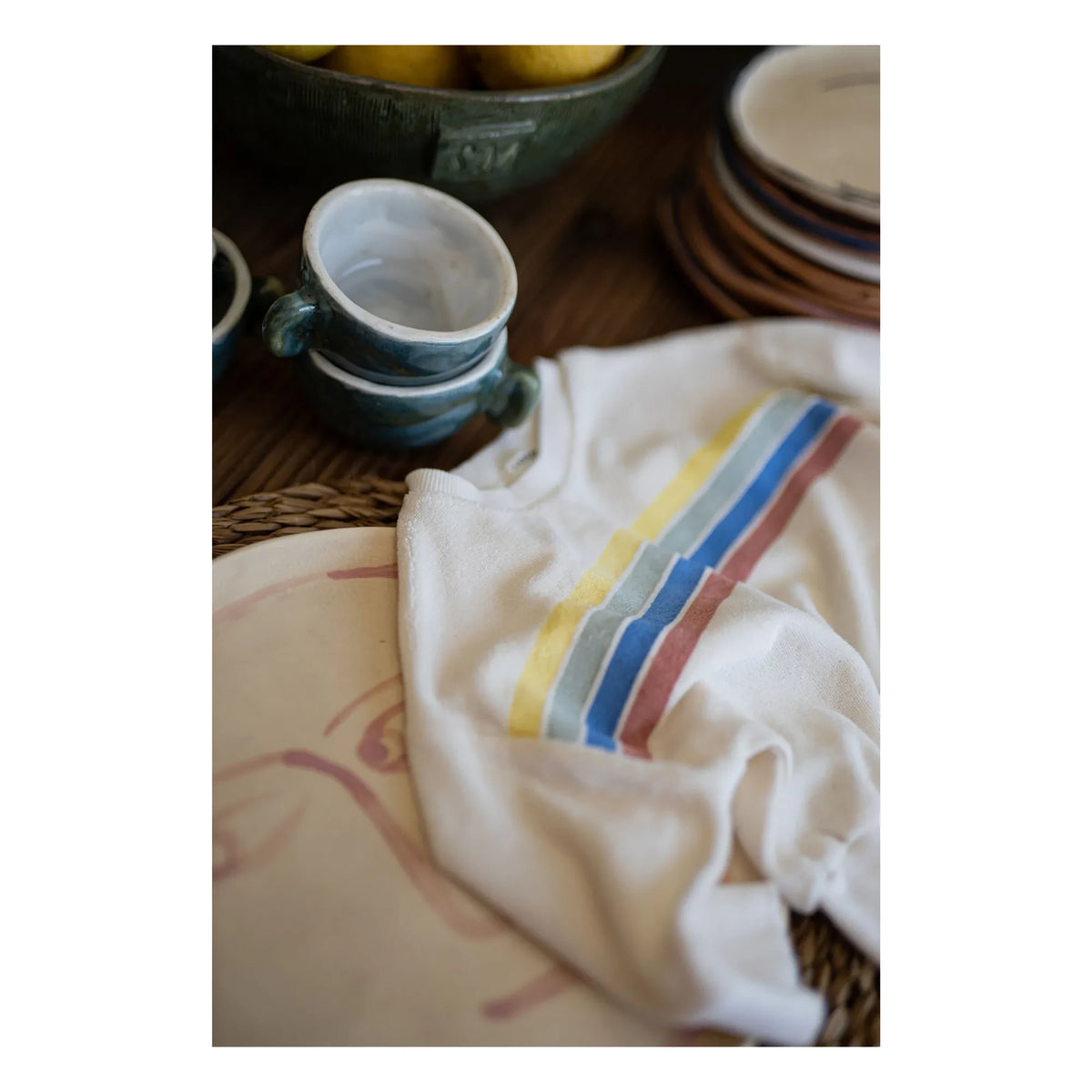 1+ in the family - Santanyi Striped Towel Sweatshirt | White