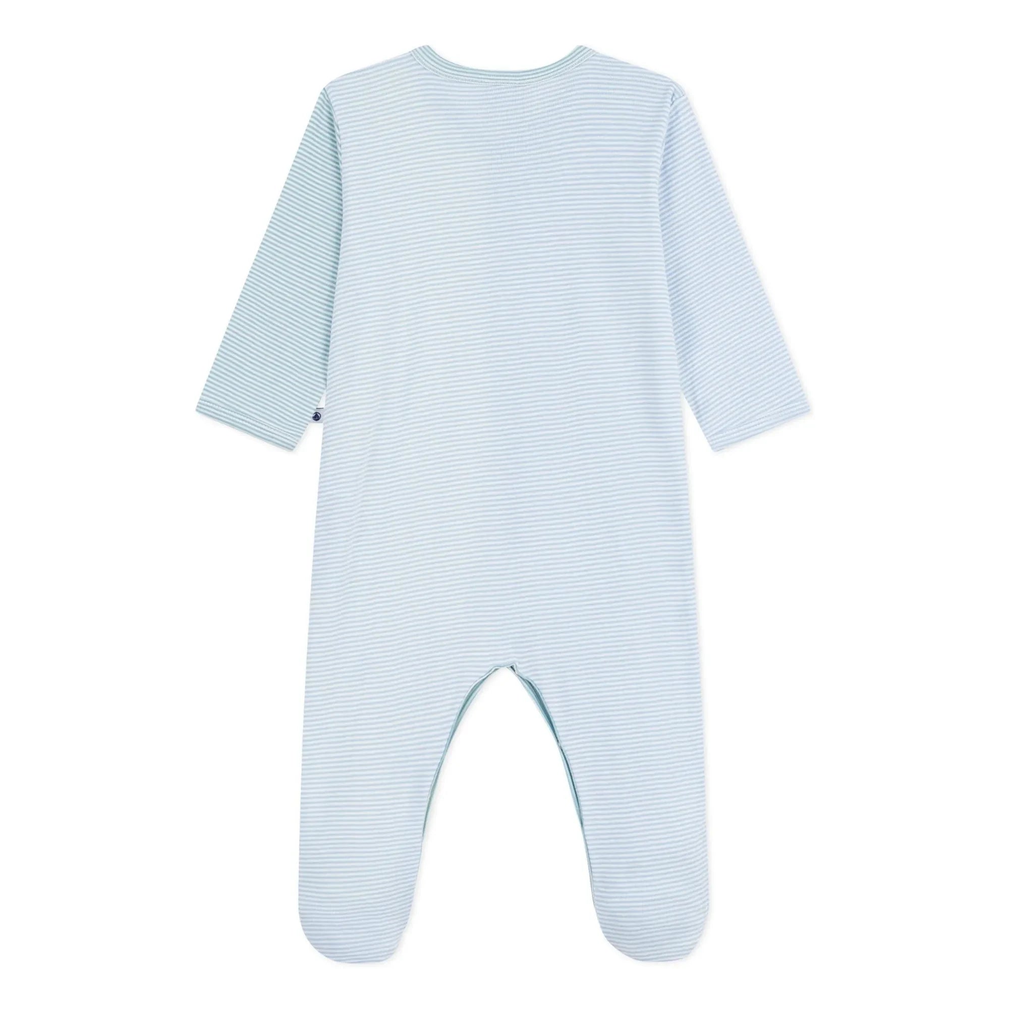 Petit Bateau - Dors Bien Renk Bloklu Çizgili Milleraies Organik Pamuk Pijama | Yeşil