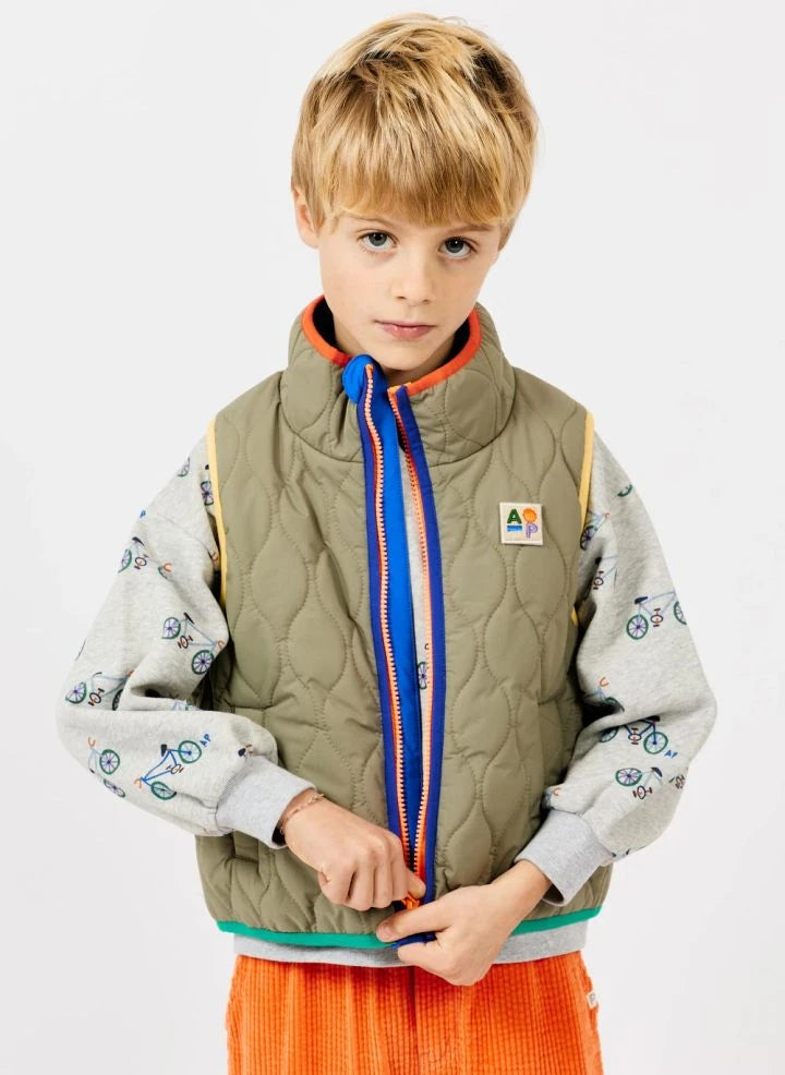 Arsène et Les Pipelettes - Reversible Quilted Sleeveless Jacket | Khaki