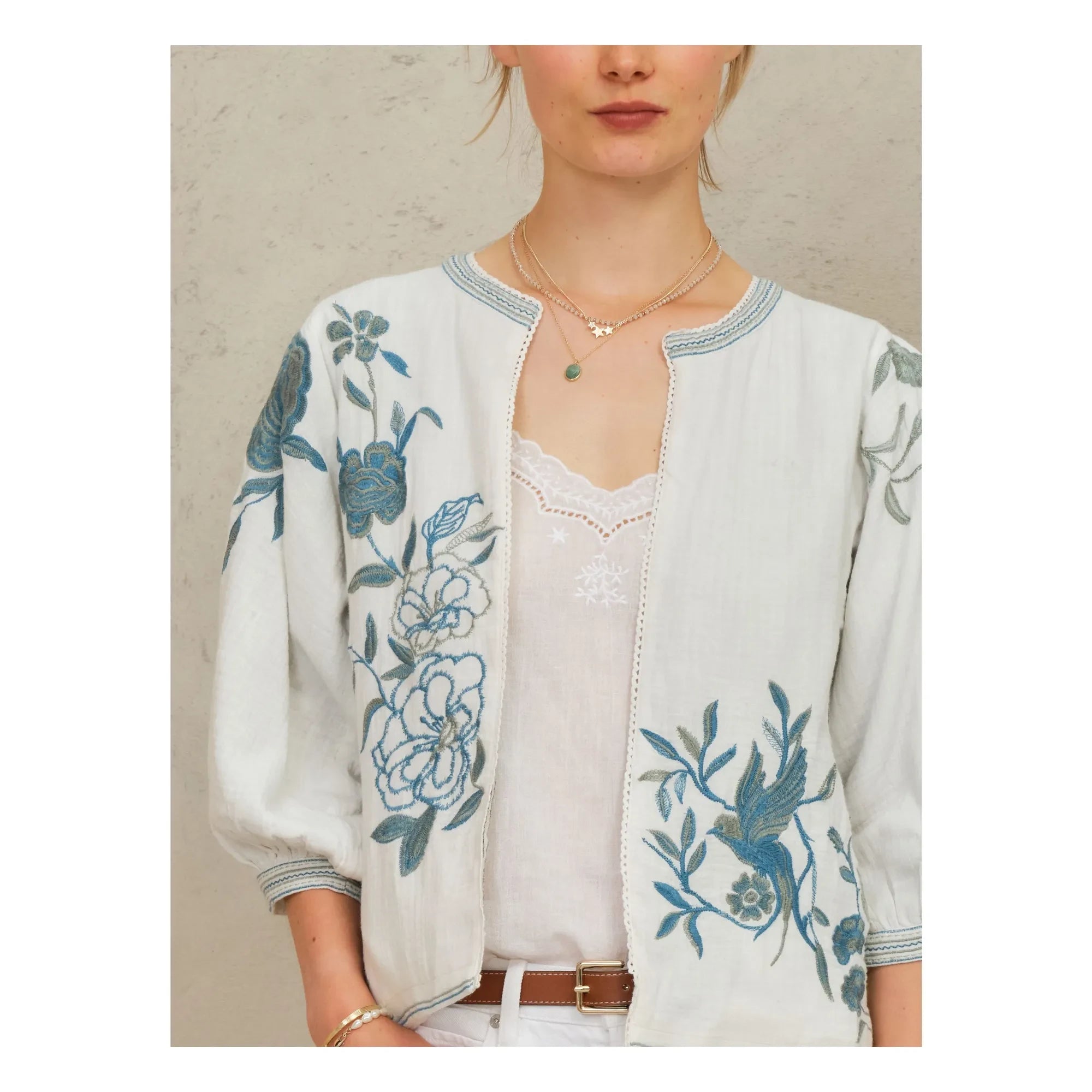 M.A.B.E. - Ori Embroidered Cotton Jacket | Blue
