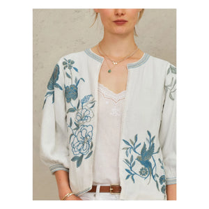 M.A.B.E. - Ori Embroidered Cotton Jacket | Blue