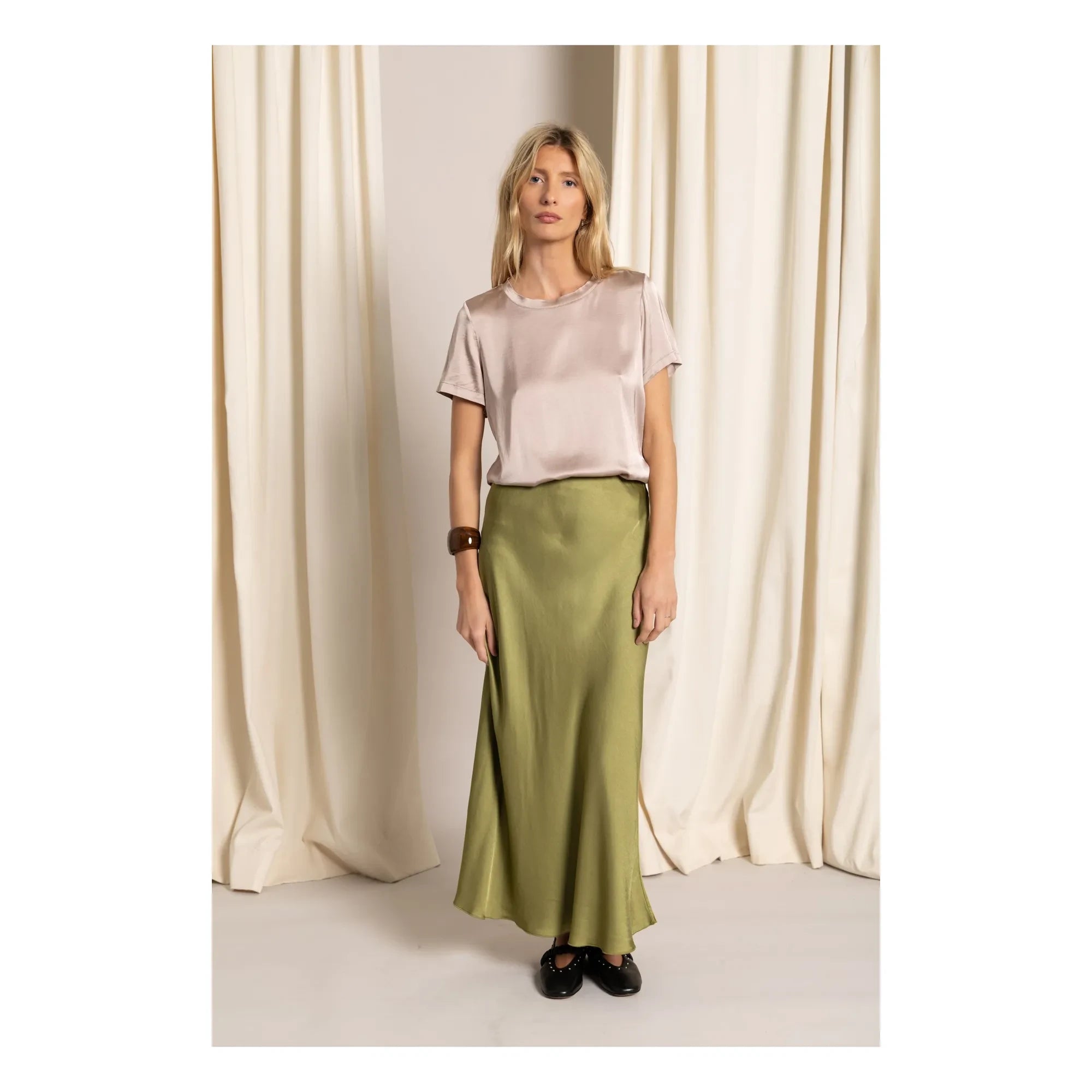 Smallable Woman - Zelie Satin Dress | Anise Green