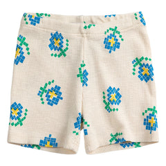 Bobo Choses - Organic Cotton Floral Print Ribbed Shorts | Ecru