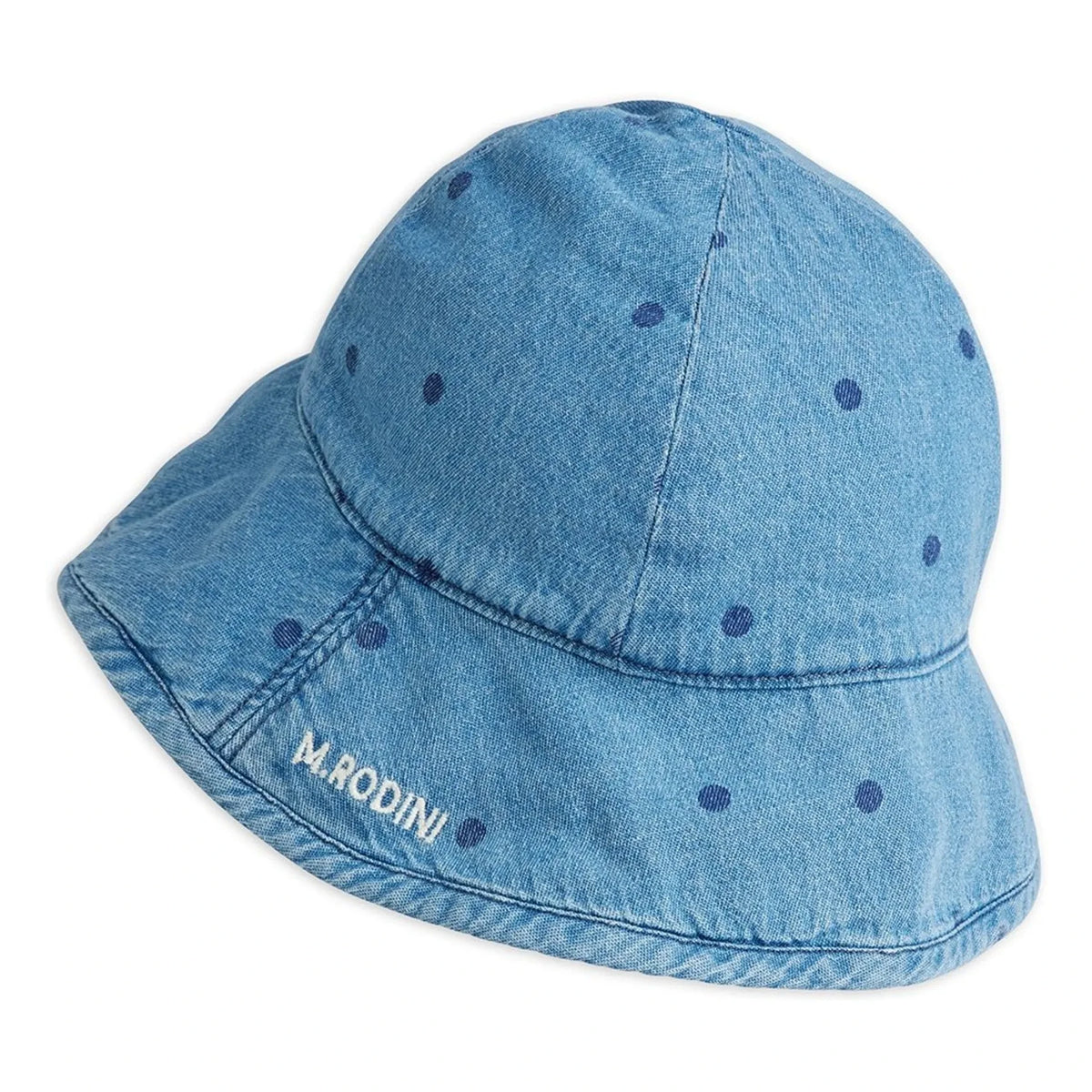 Mini Rodini - Organic Cotton Dotted Denim Hat | Blue