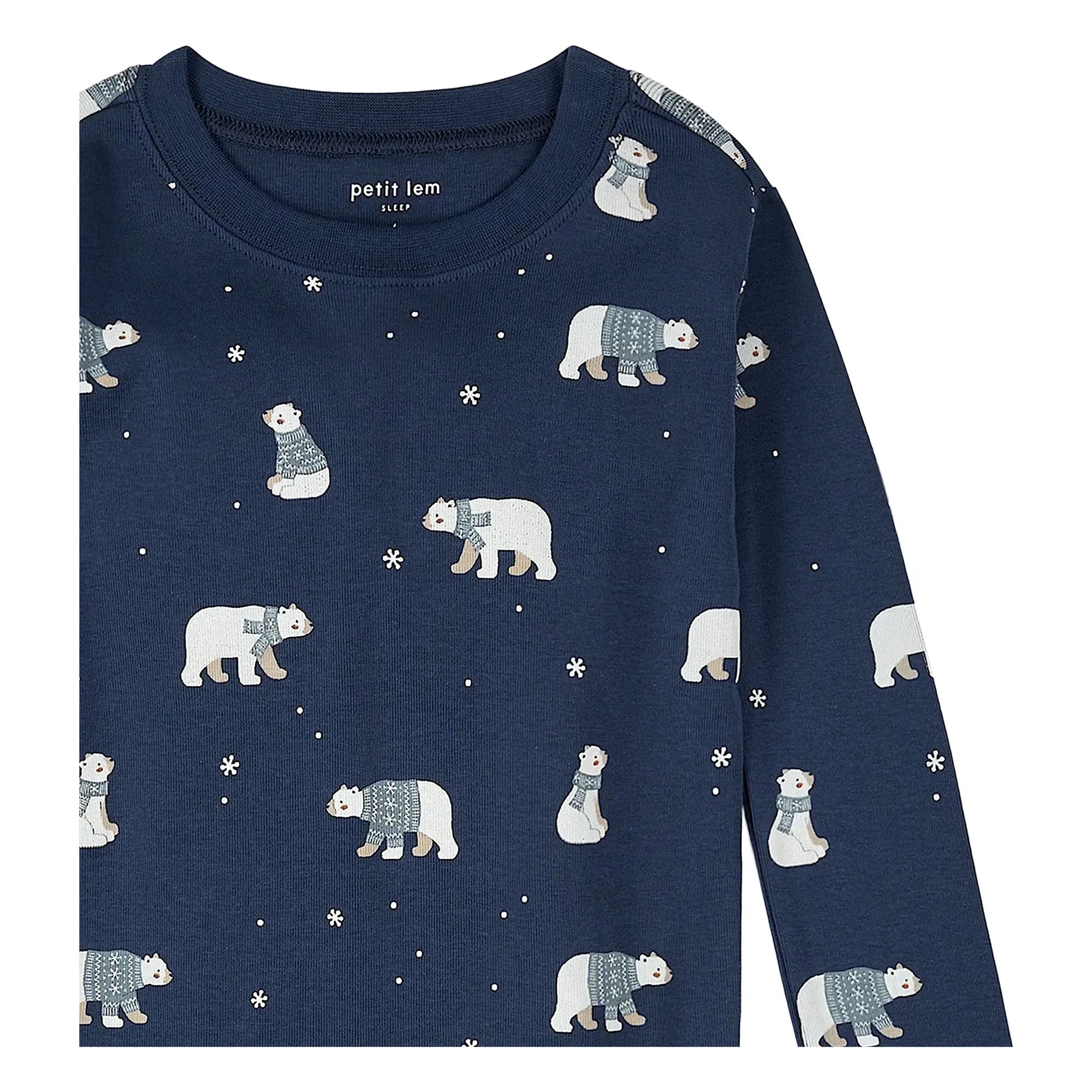Petit Lem - Organic Cotton Polar Bear Pajamas | Dark Blue
