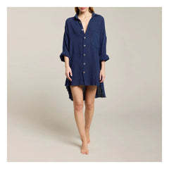 Maison Saint Julien - Mykonos Cotton Gaze Dress | Navy Blue