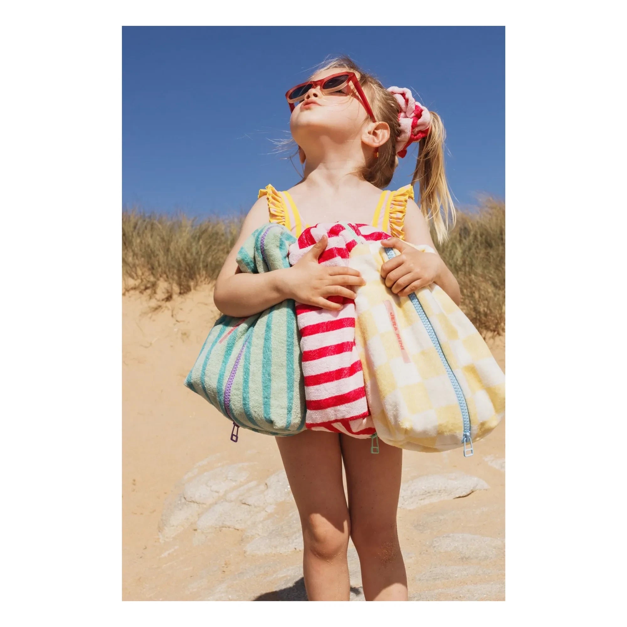 Jera Mini - Striped Towel Cosmetic Bag | Pink