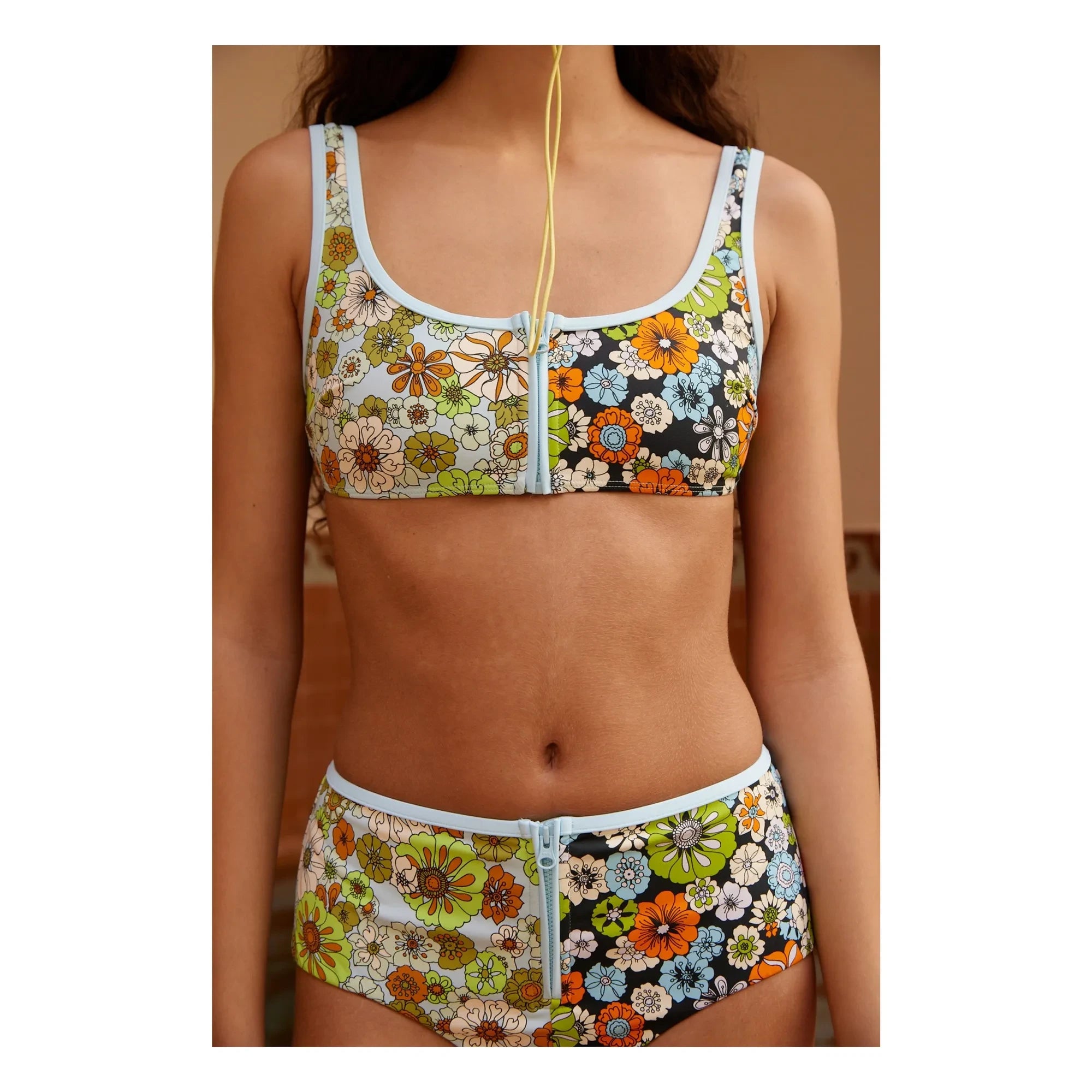 Alémais - Orange Flower Jersey Bottoms | Light Blue
