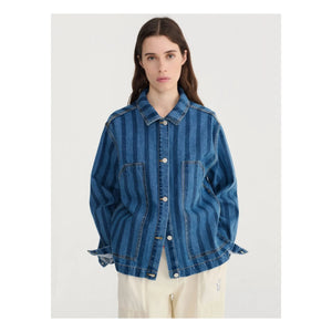 Bobo Choses - Blue Denim Striped Organic Cotton Jacket