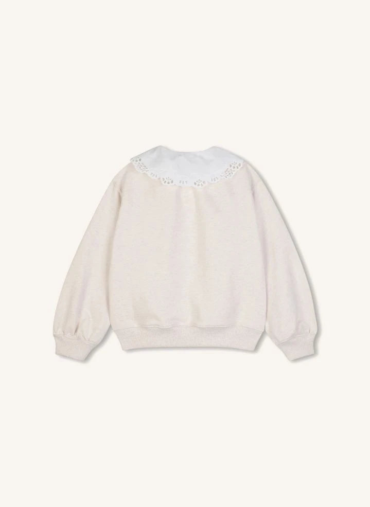 Chloé - Nakışlı Organik Pamuklu Melanj Sweatshirt | Ekru