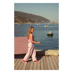 Piupiuchick - Flare Floral Twill Pants | Pink