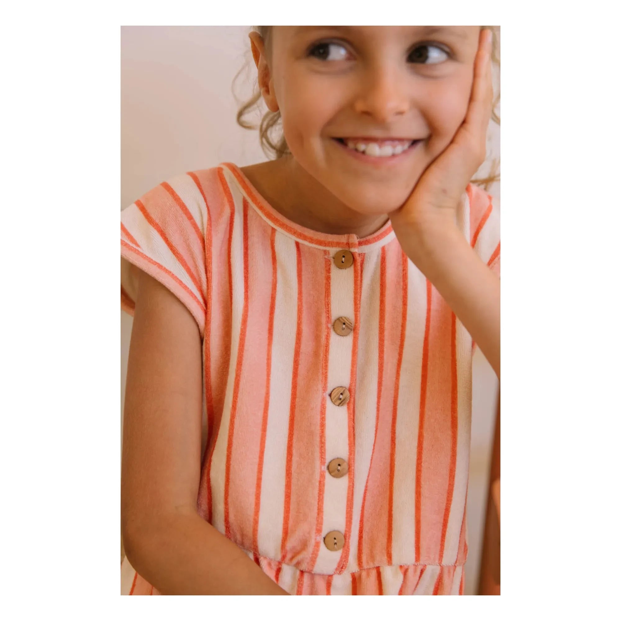 Studio Bohème - Loulou Striped Organic Cotton Towel Romper | Pink