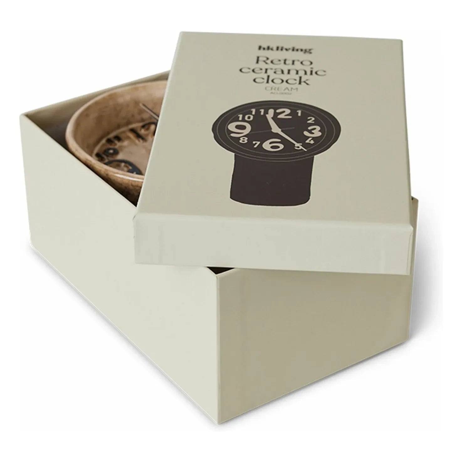 HKliving - Retro Ceramic Clock | Cream