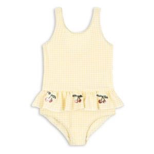 Konges Sløjd - Etta Square Cherry Ruffle Swimsuit | Yellow