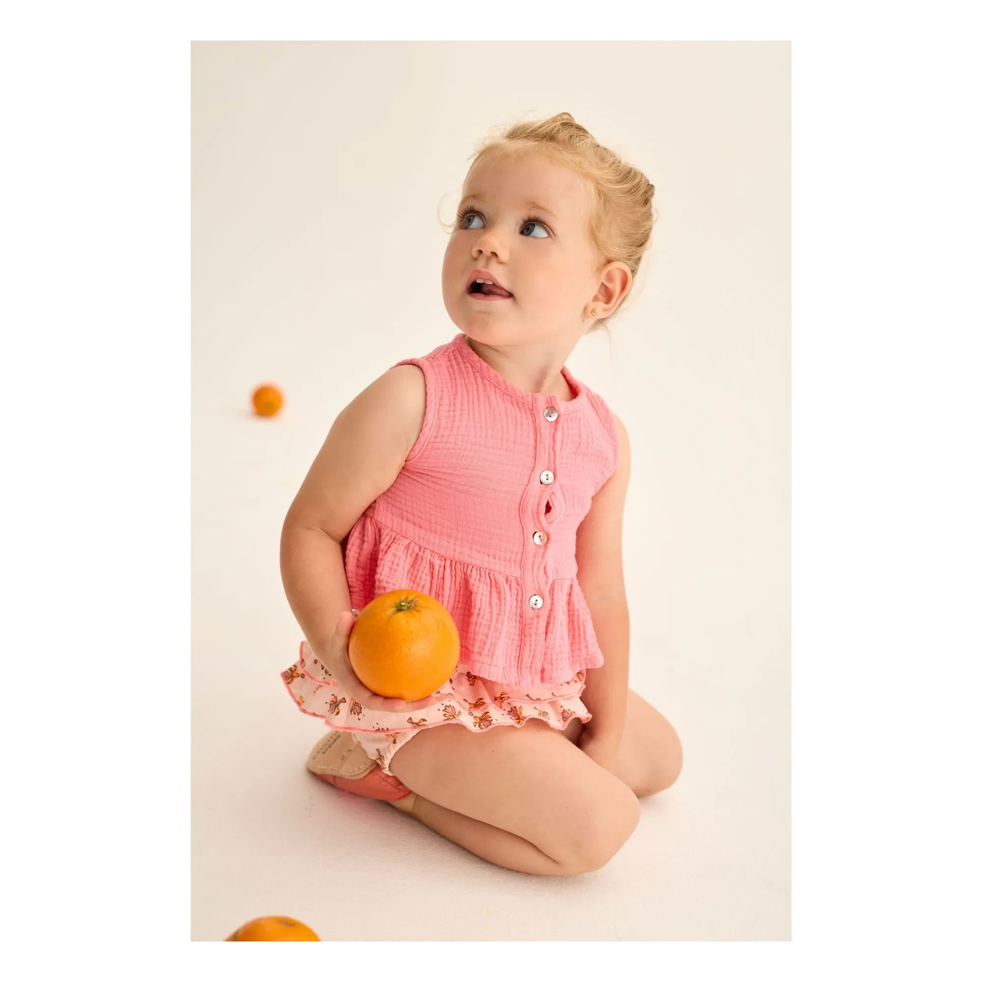 Cozmo - Posy Cotton Gauze Top | Powder Pink