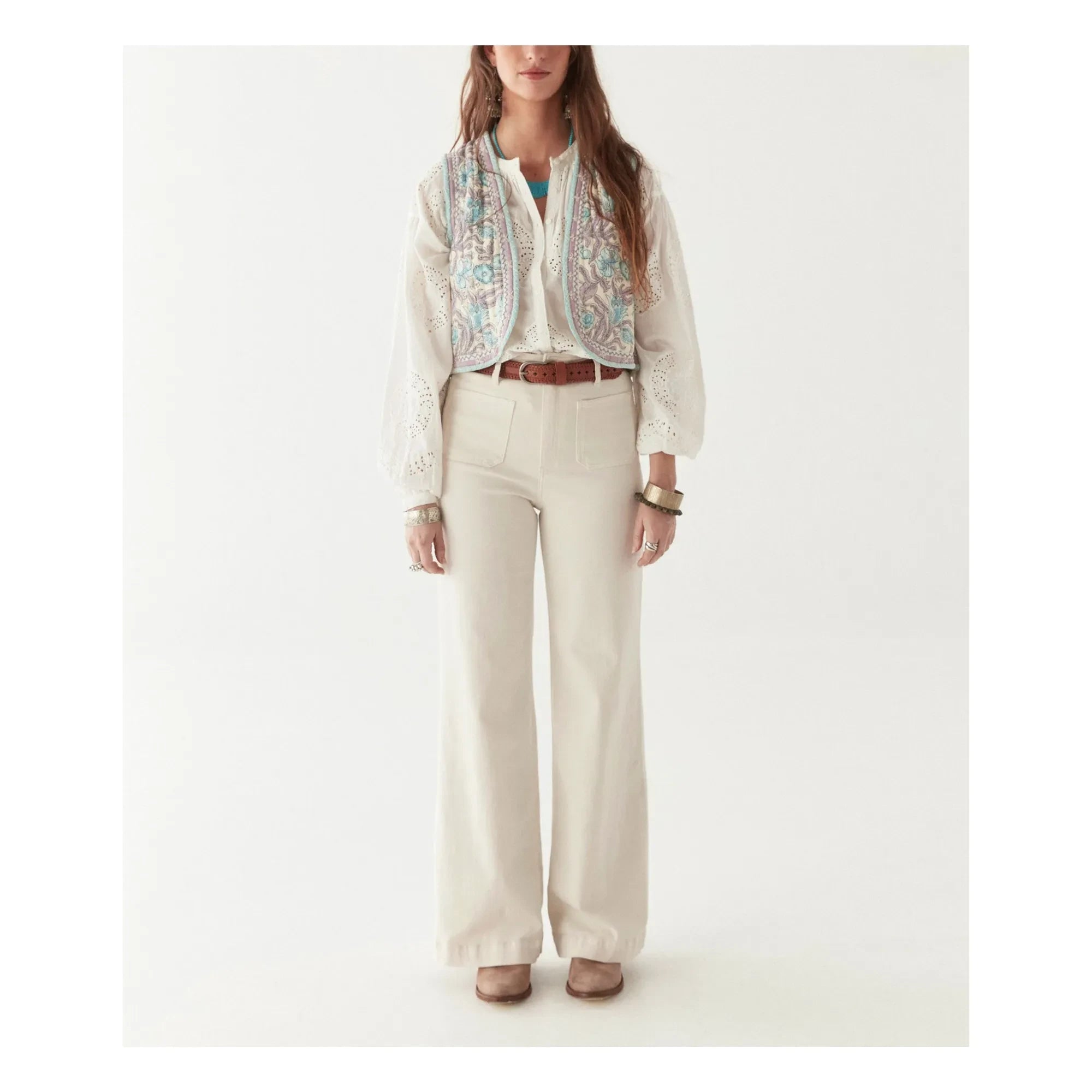 Maison Hotel - Purple Paradise Karina Sleeveless Cardigan | Light Blue