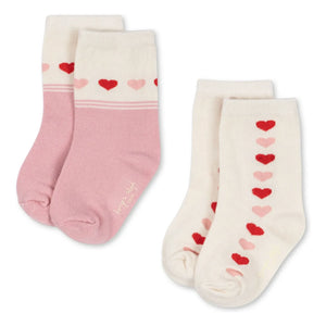 Konges Sløjd - 2 Pairs Jacquard Heart Socks Set | Ecru