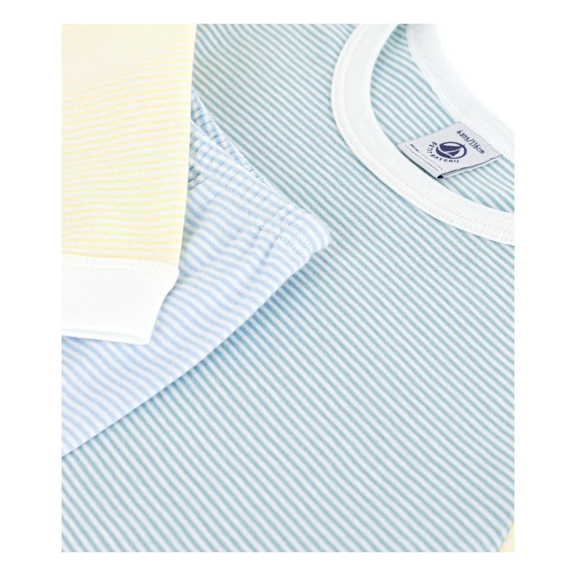 Petit Bateau - Milleraies Renk Bloklu Çizgili Pijama | Yeşil