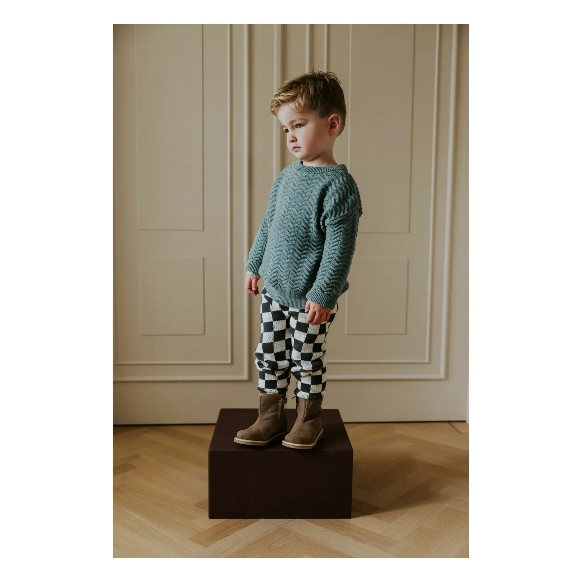 Yuki - Organic Cotton Wavy Sweater | Gray Blue