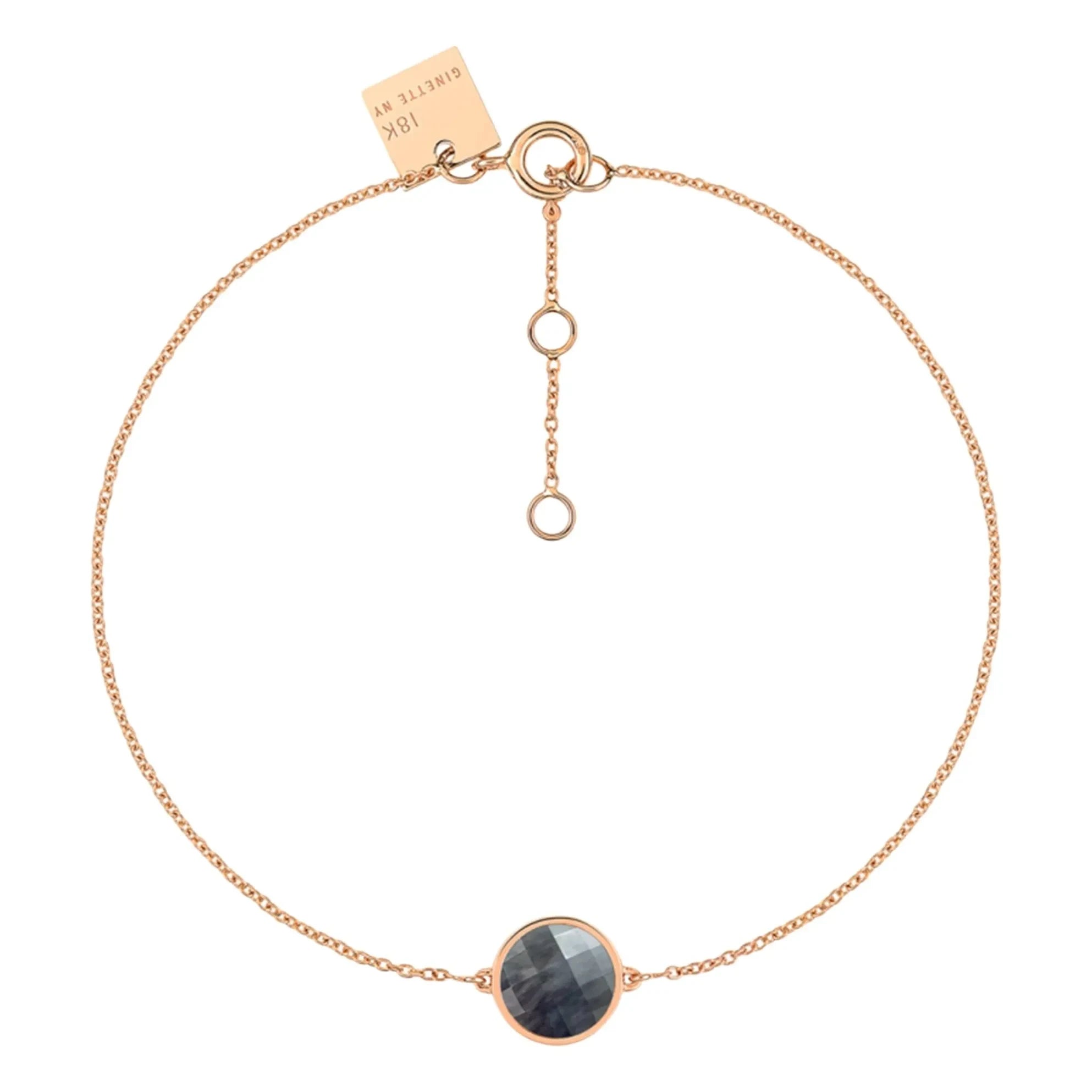 Ginette NY - Disc Mini Pixie Ever Black Bracelet | Rose Gold