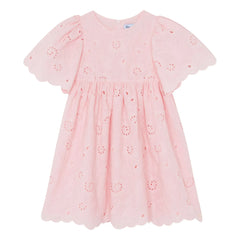 Tartine et Chocolat - Embroidered Flower Balloon Sleeve Dress | Powder Pink