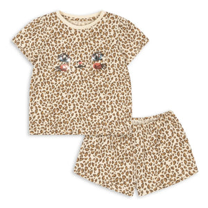Konges Sløjd - Famo Leopard Organic Cotton T-Shirt and Shorts Set | Beige