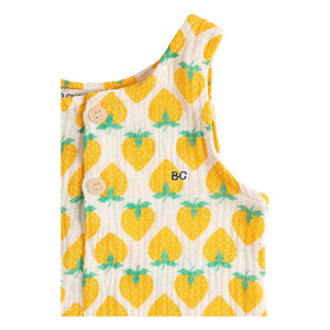 Bobo Choses - Strawberry organic cotton muslin jumpsuit | Ecru