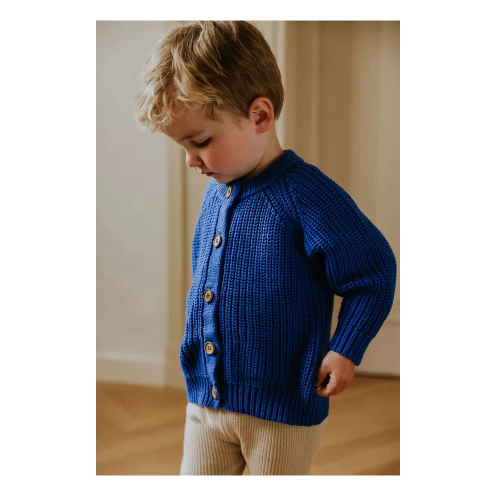 Yuki - Organic Cotton Raglan Cardigan | Electric Blue