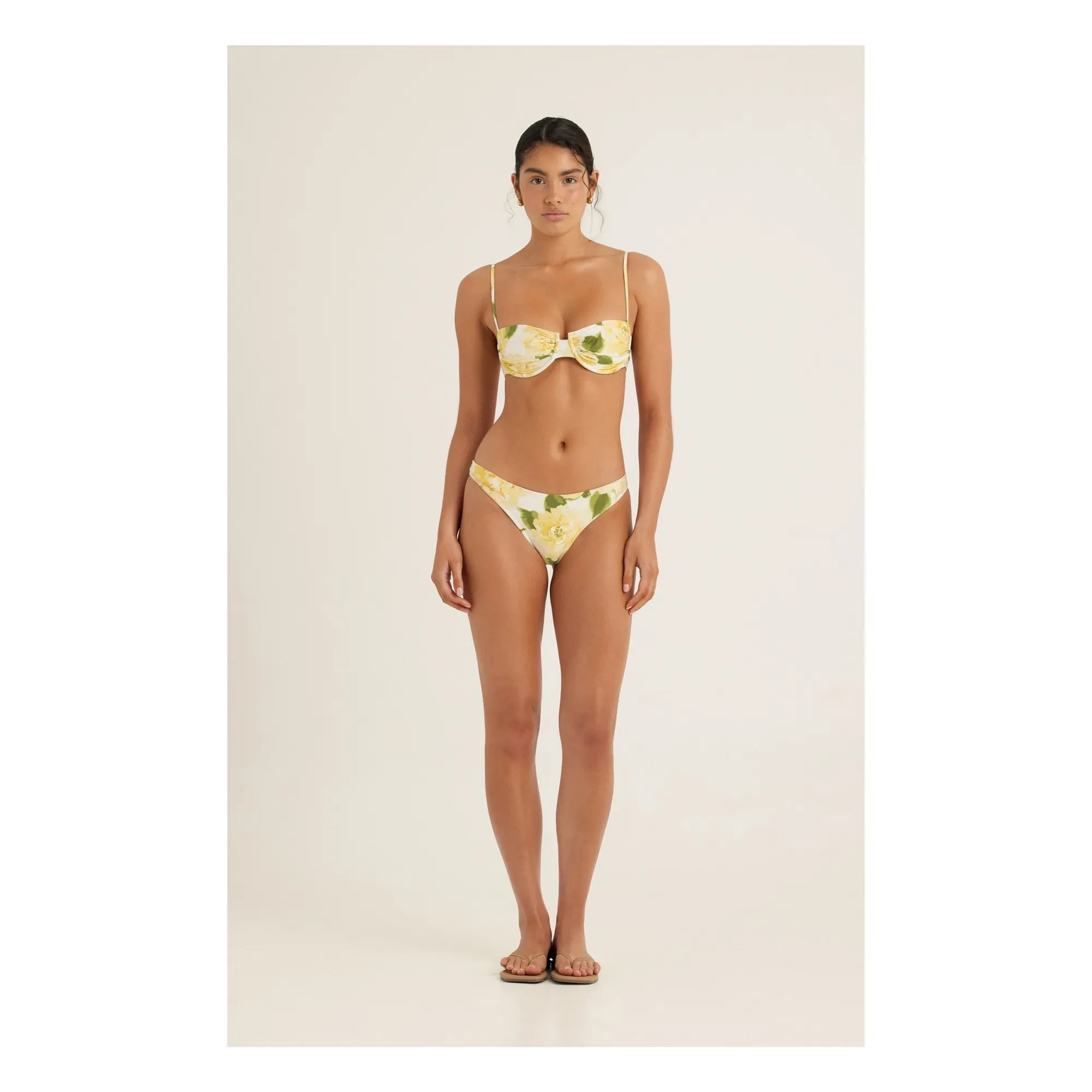 Peony - Ruched Holiday Balcony Bikini Top | Yellow