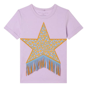 Stella McCartney Kids - Etoile Fringed T-shirt | Mauve