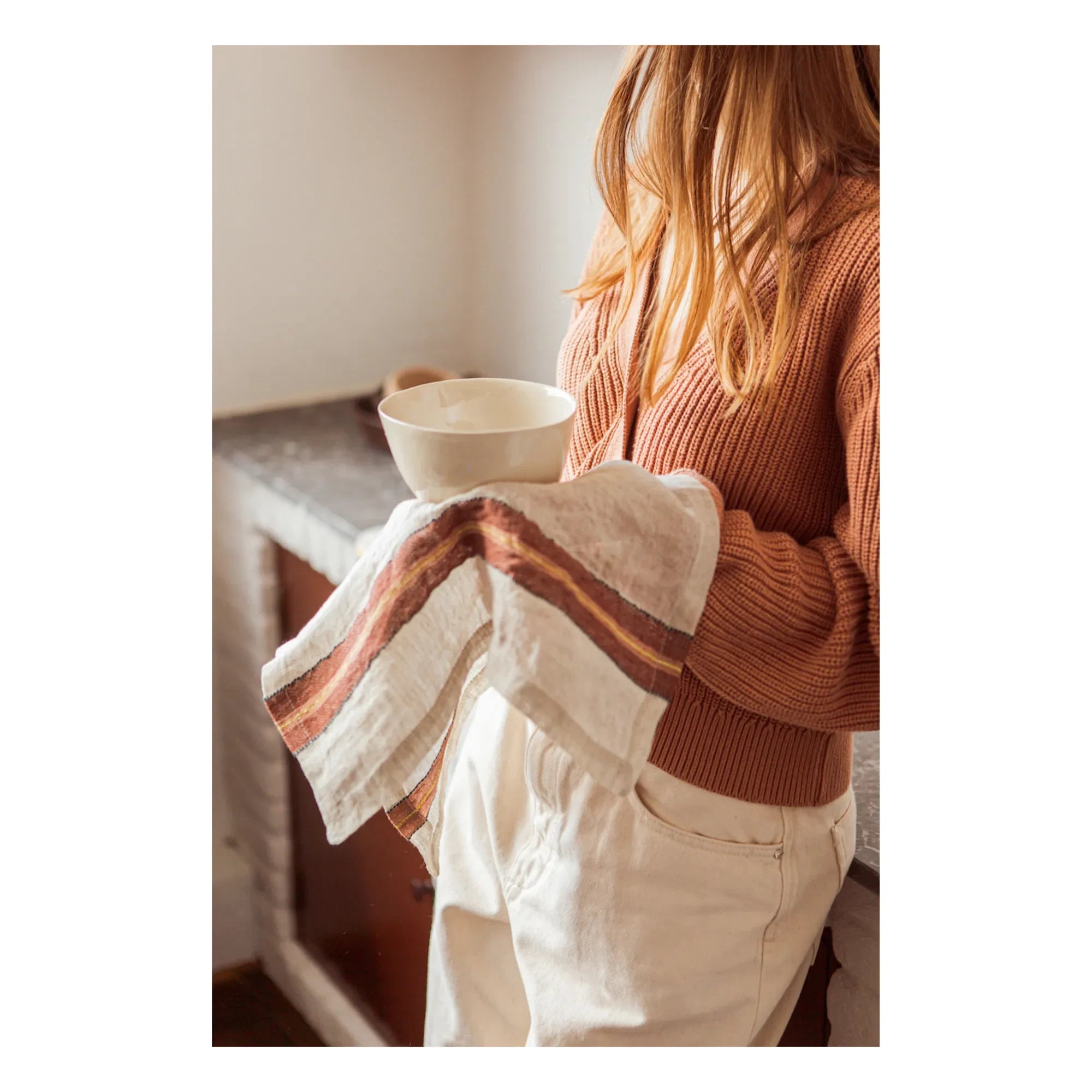 Libeco - Striped Tablecloth | Terracotta Red