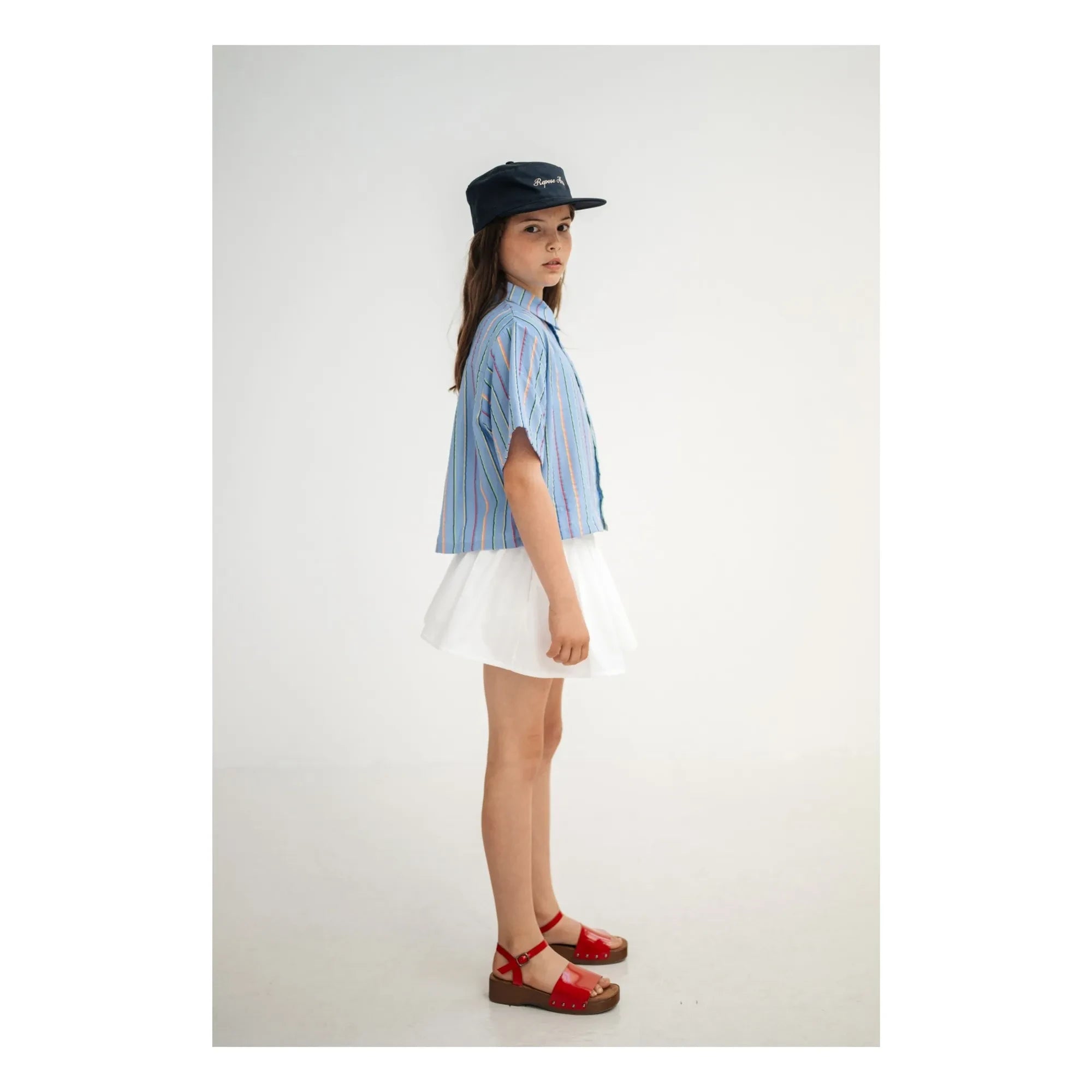 Repose AMS - Buttoned Skirt with Elastic Waist Organic Cotton | White