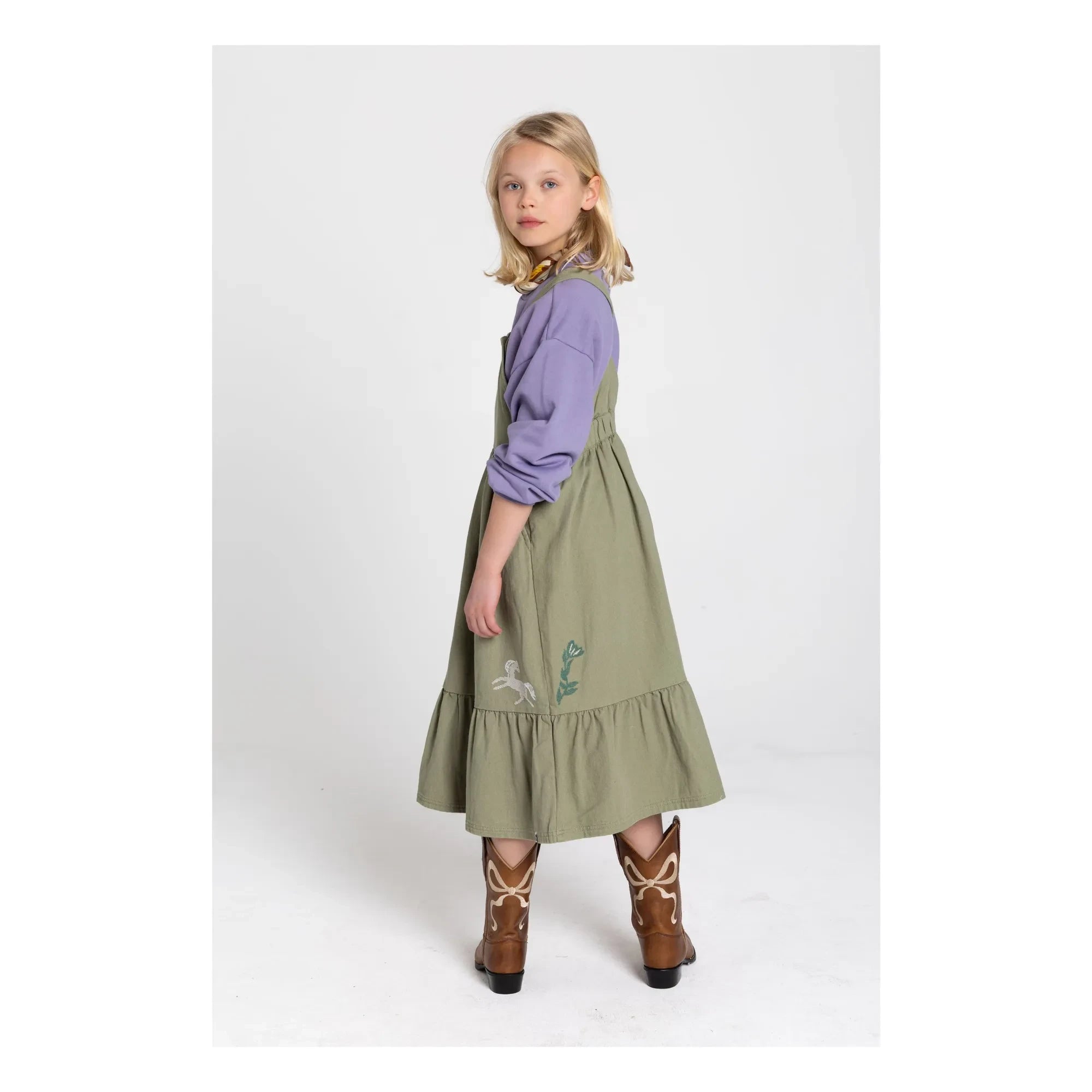 Hundred Pieces - Devi Fleurie Overall Dress | Almond Green