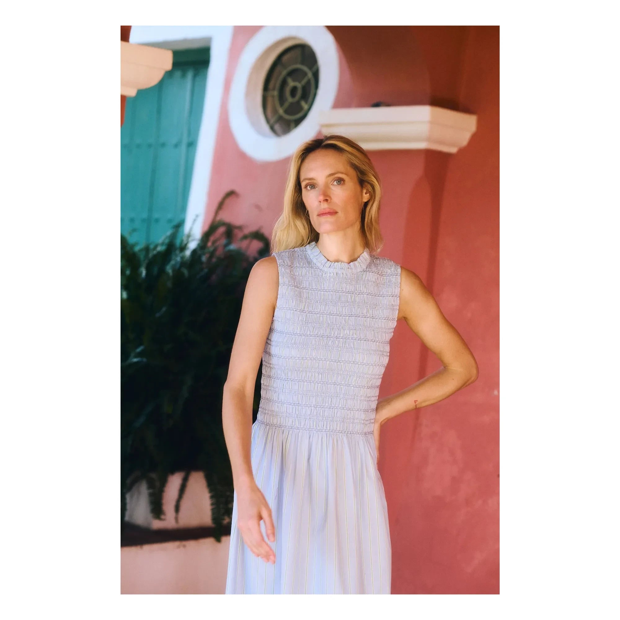 Maria de la Orden - Saint Barth Cotton Striped Dress | Light Blue