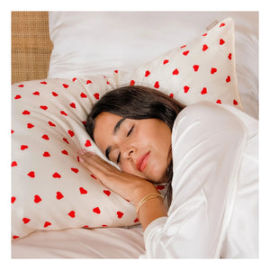 Emily's Pillow - Heart Print Mulberry Silk Pillowcase | Cream