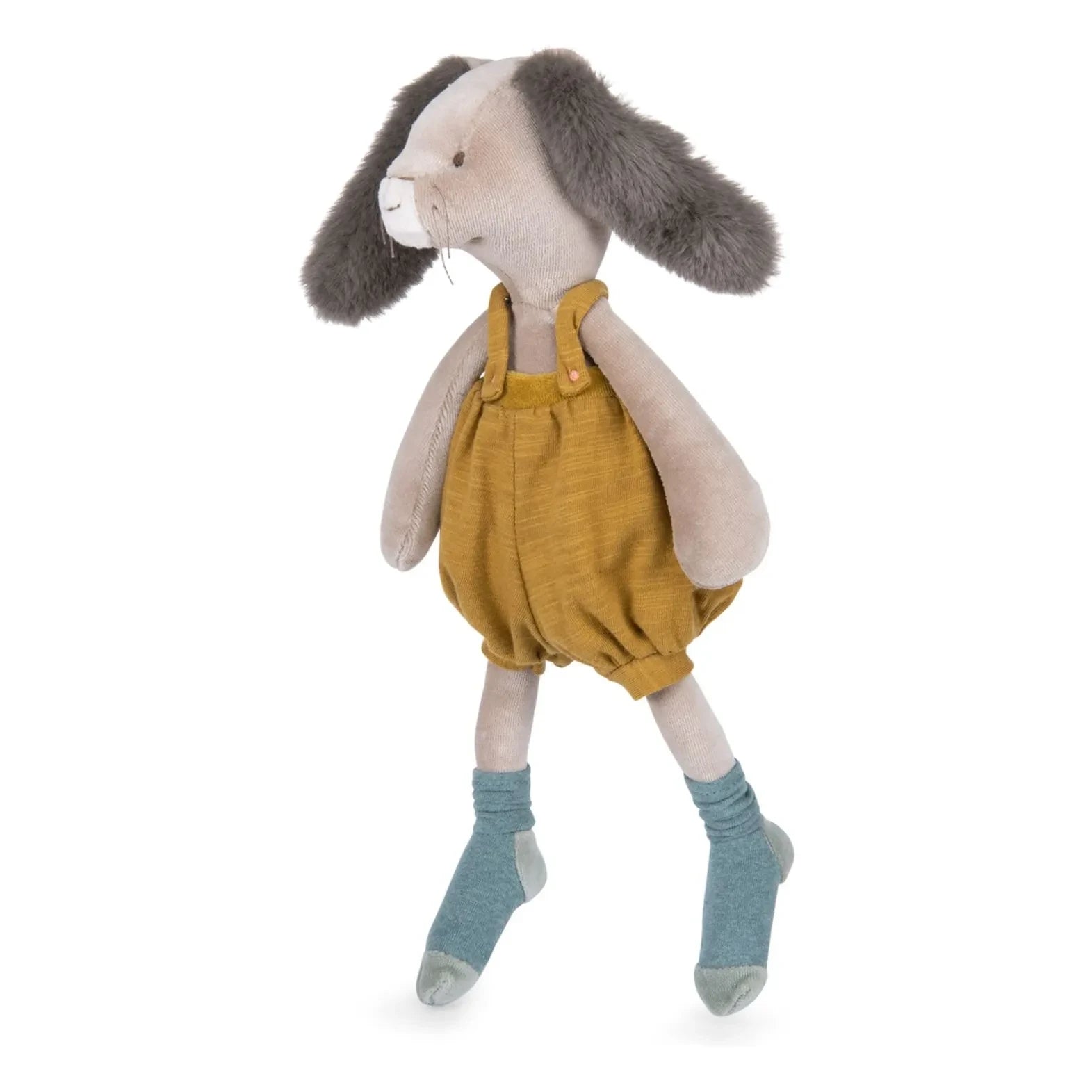 Moulin Roty - Mustard-colored Bunny Doudou - Three Little Rabbits