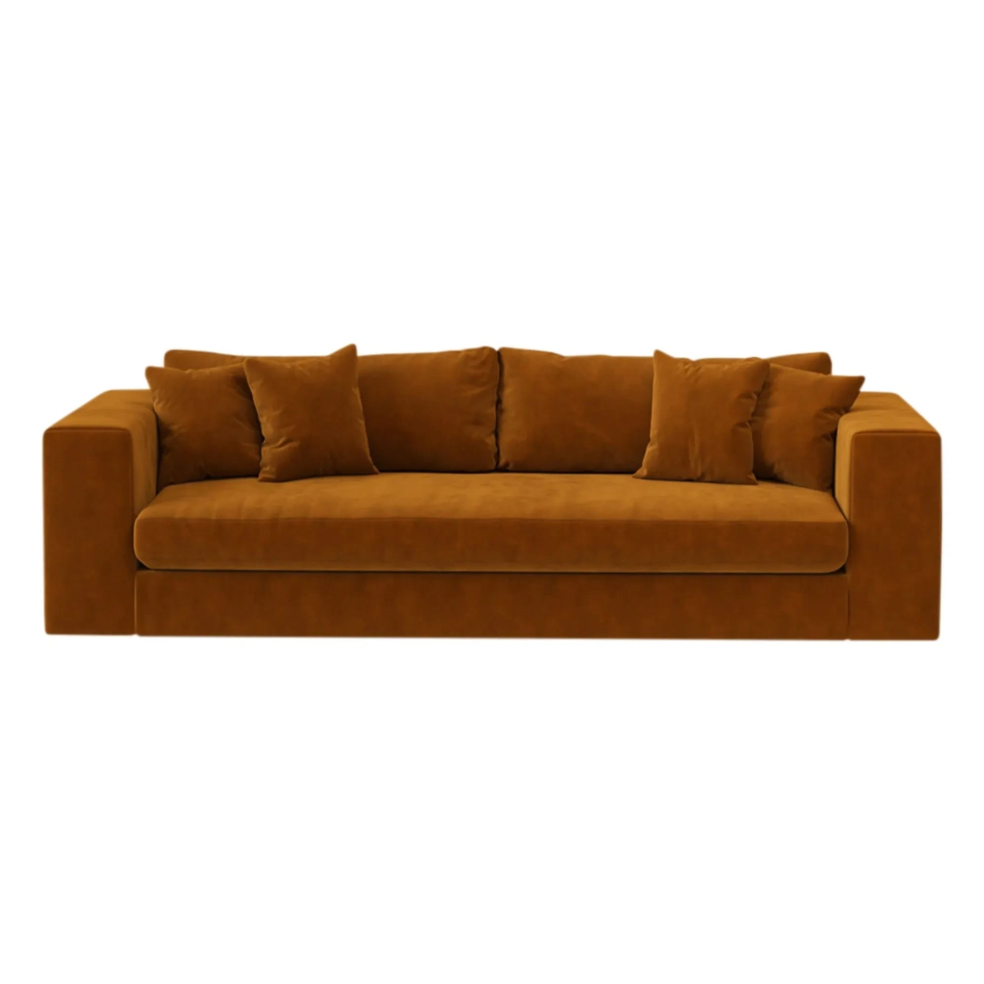 Panac Edition - 245 cm Velvet Brushed Bellechasse 3-Seater Sofa | Cognac
